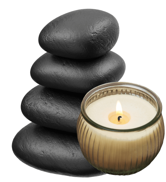 Spa stones and candle setup for relaxation therapy at Nexus International Spa Bangalore.