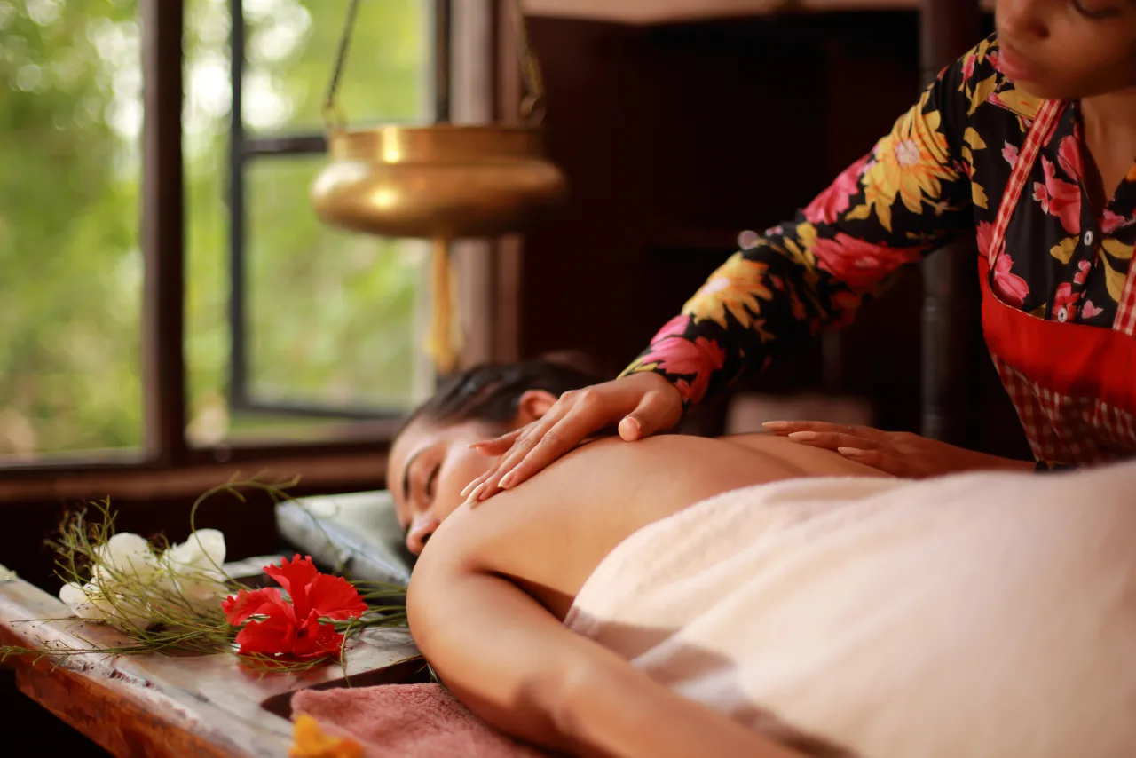 Balinese massage with aromatherapy oils for muscle relaxation and calm mind